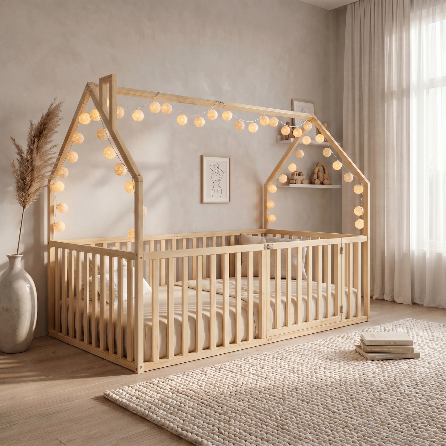 KAI House Floor Bed with High Railings
