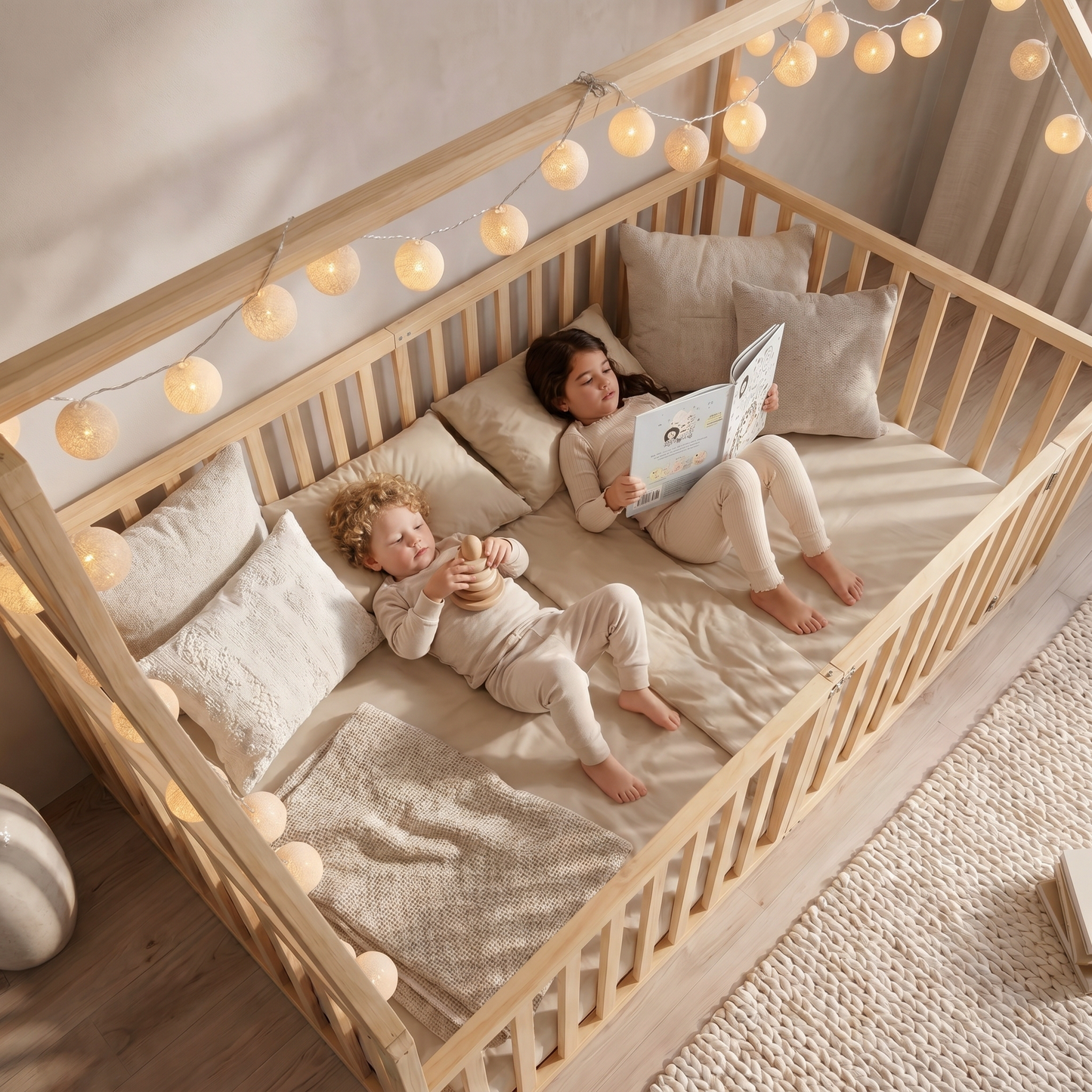 KAI House Floor Bed with High Railings