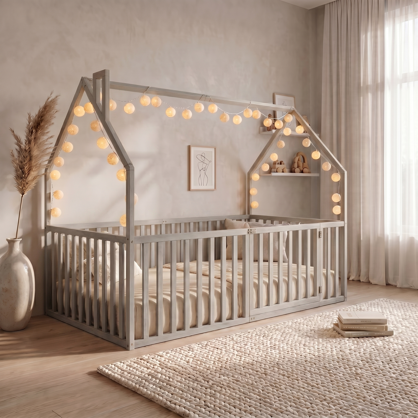 KAI House Floor Bed with High Railings
