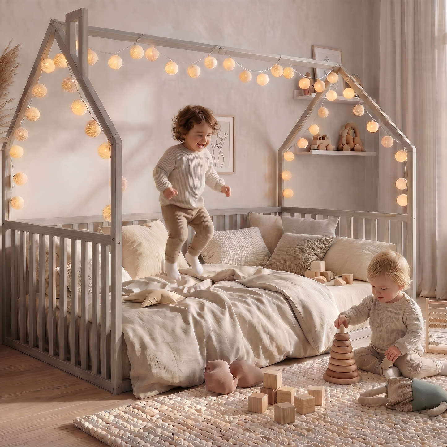 KAI House Floor Bed with High Railings