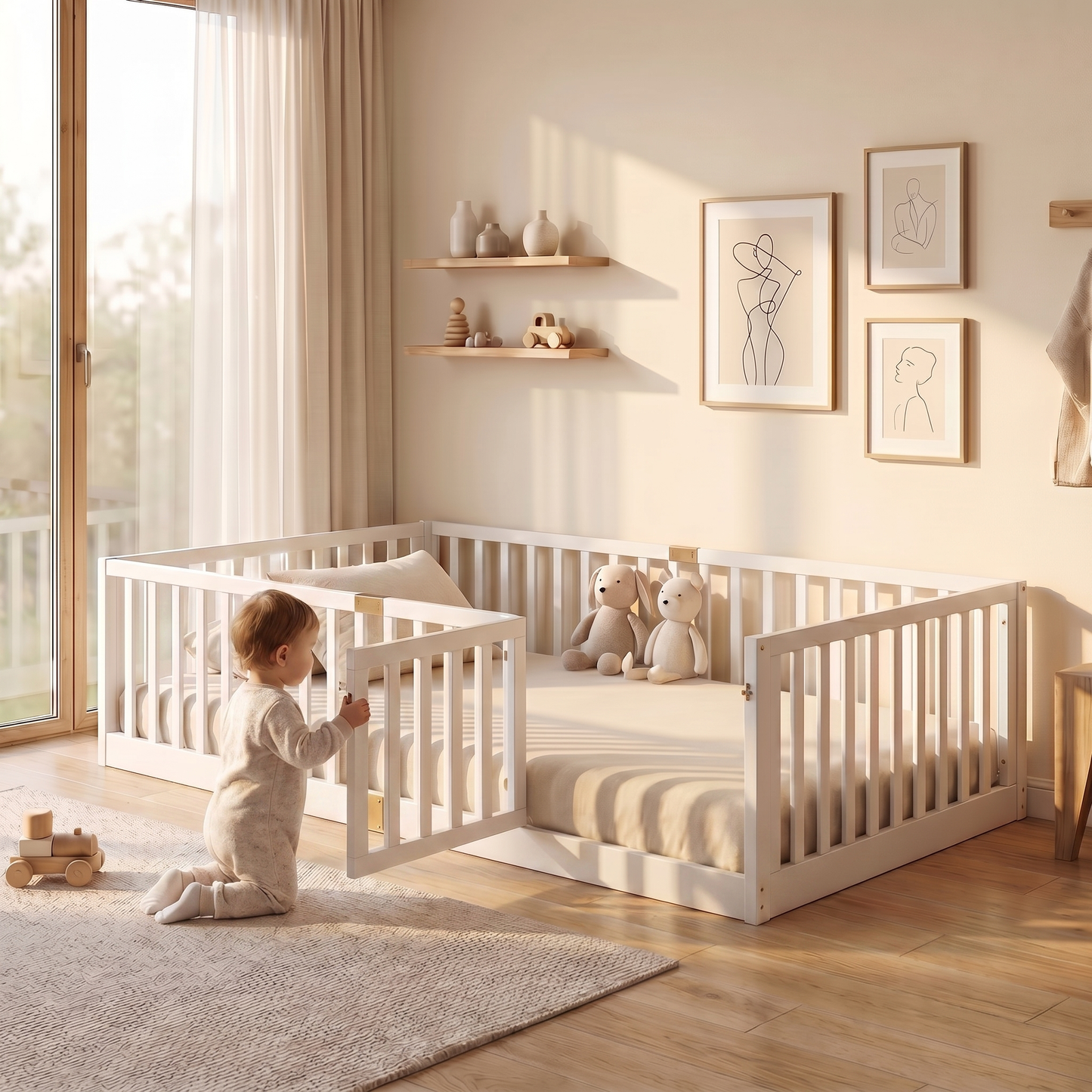 GAIA Floor Bed with High Railings