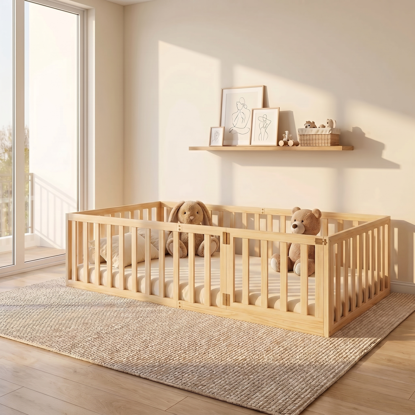 ELIO Floor Bed with Gate & High Railing