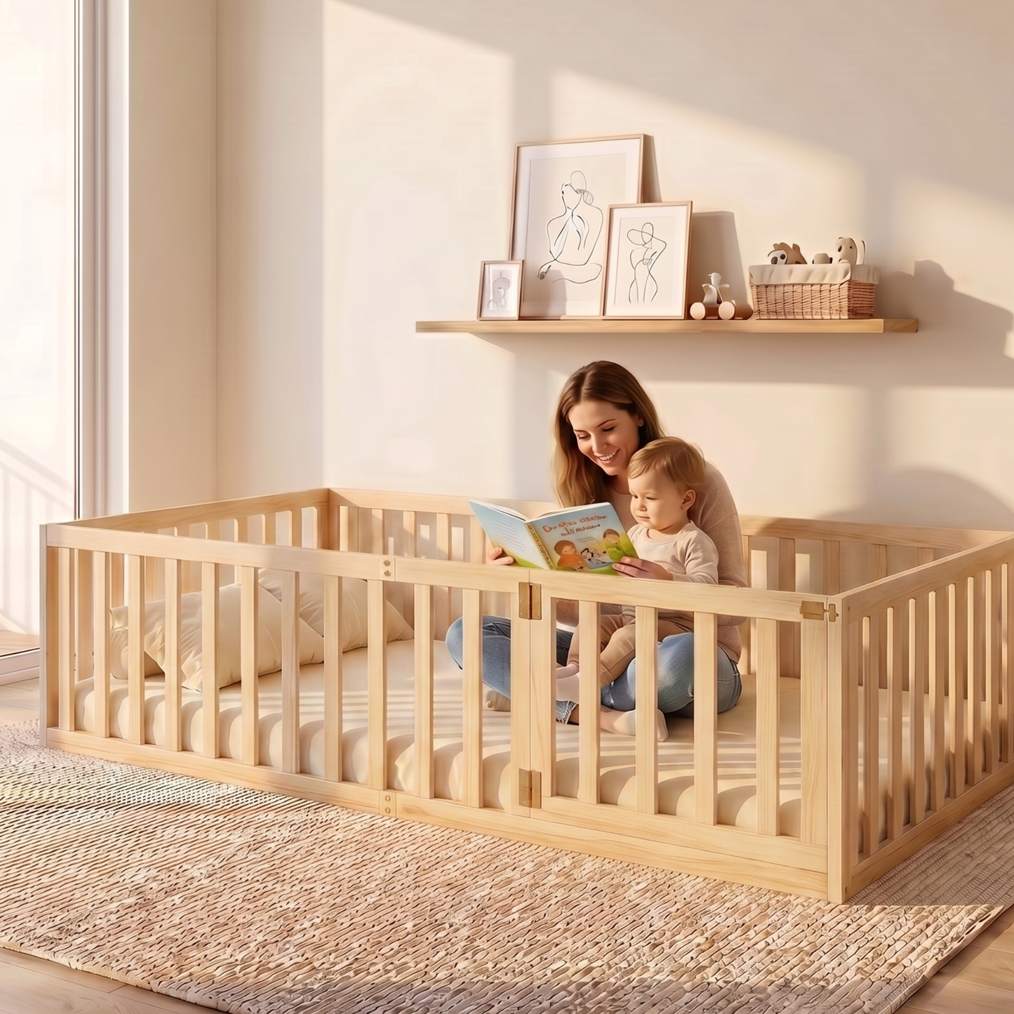 ELIO Floor Bed with Gate & High Railing