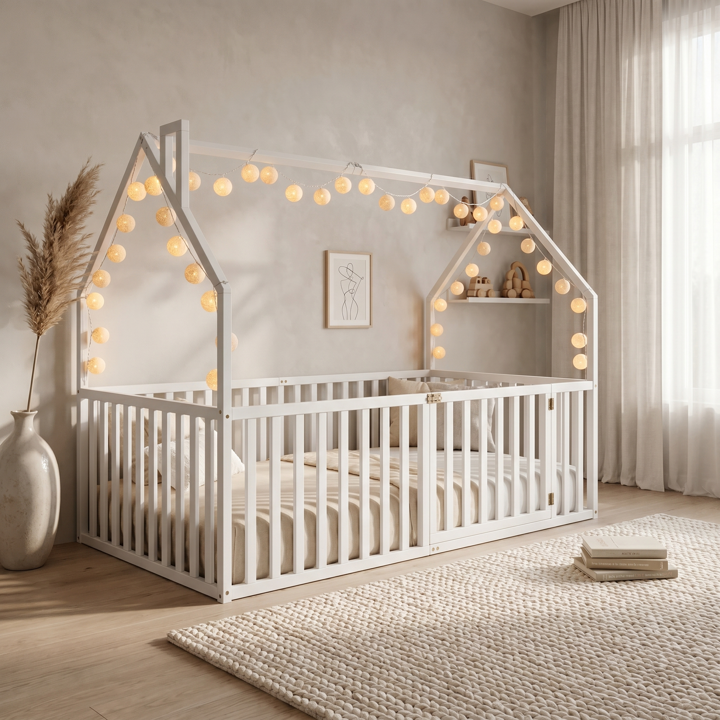 KAI House Floor Bed with High Railings