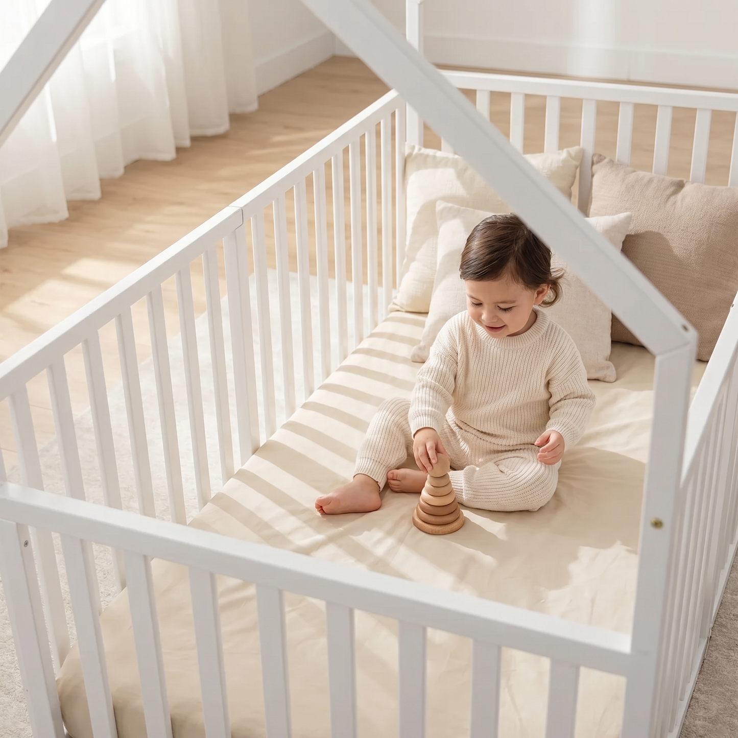KAI House Floor Bed with High Railings
