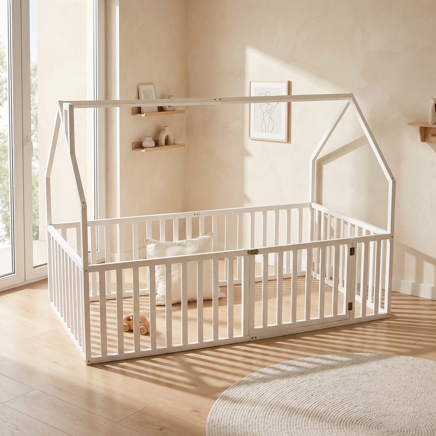 KAI House Floor Bed with High Railings