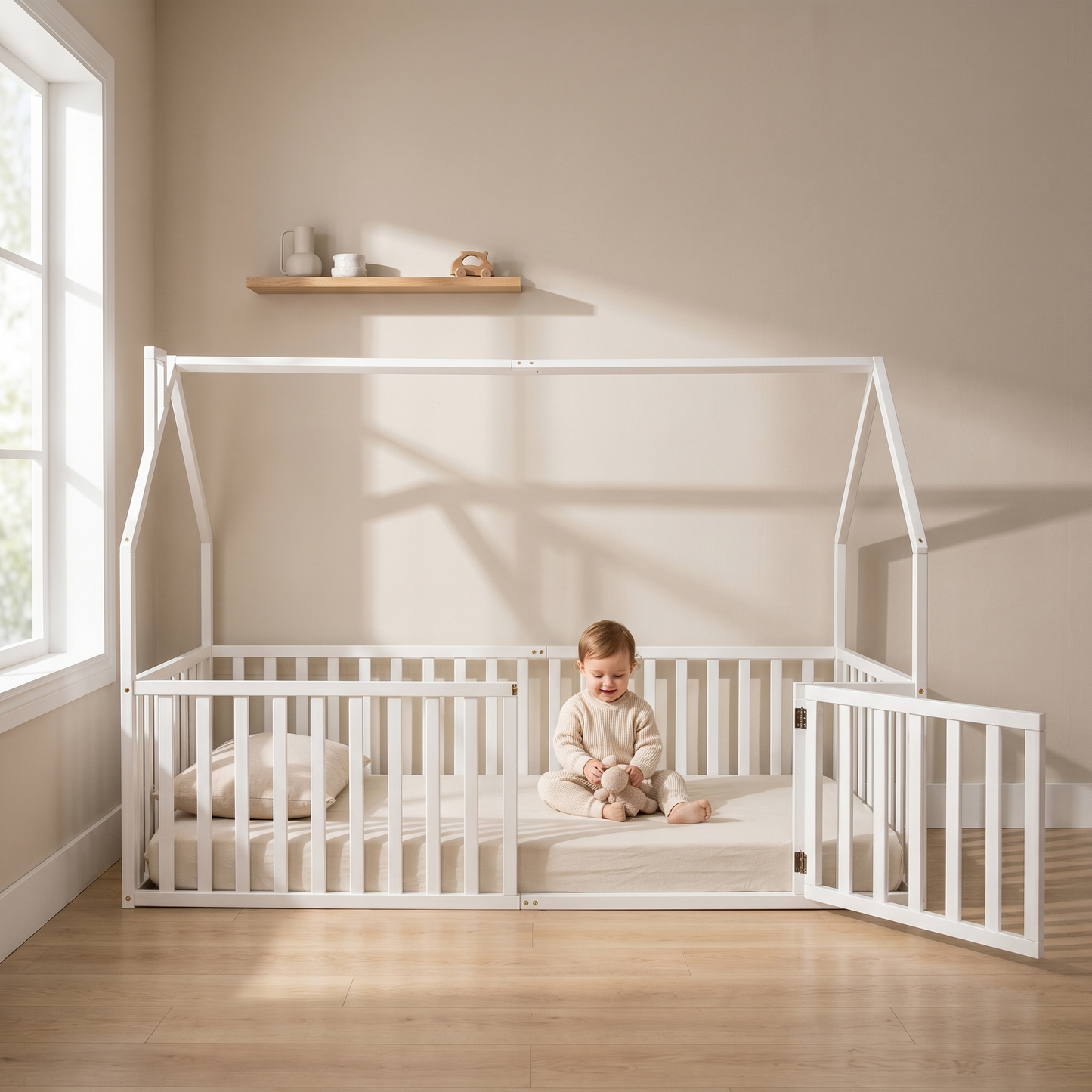KAI House Floor Bed with High Railings