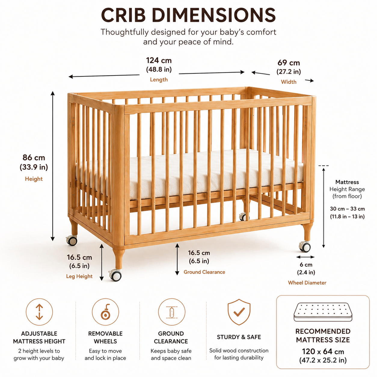 MIMI Nest 5-in-1 Convertible Crib