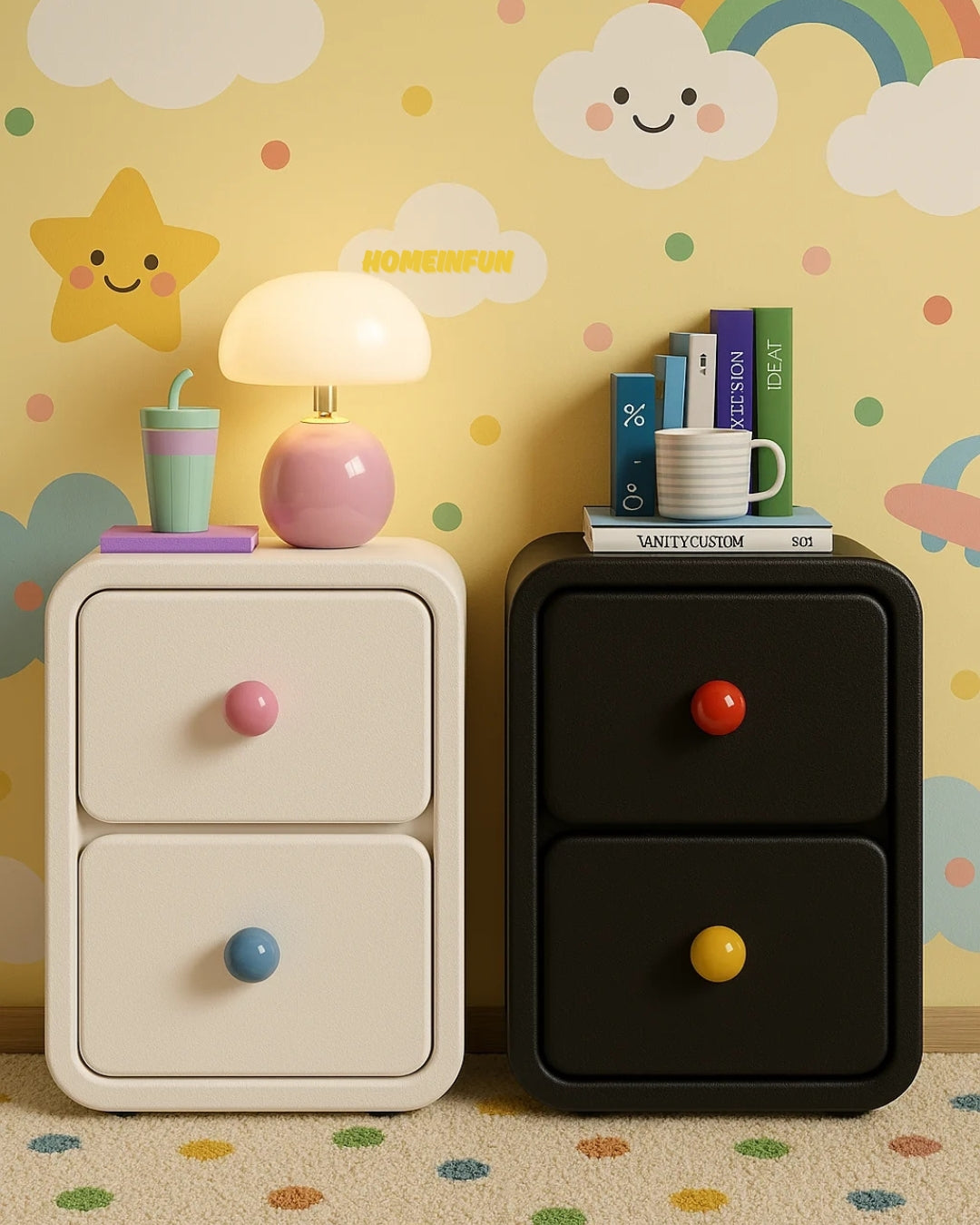 Playful Bedside Narrow Cabinet