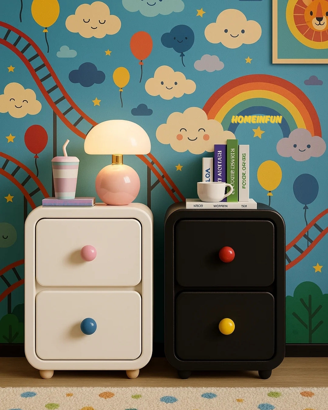 Playful Bedside Narrow Cabinet
