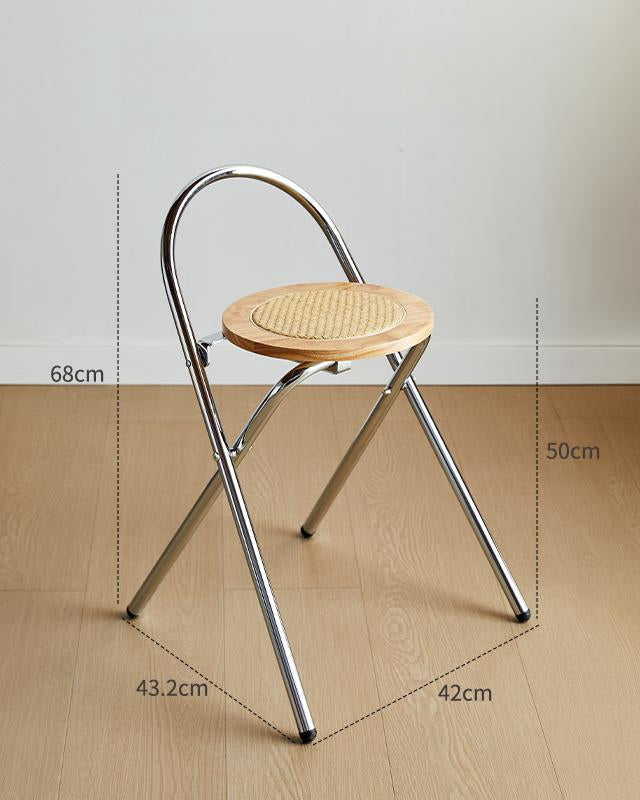 French-Style Rattan Folding Stool