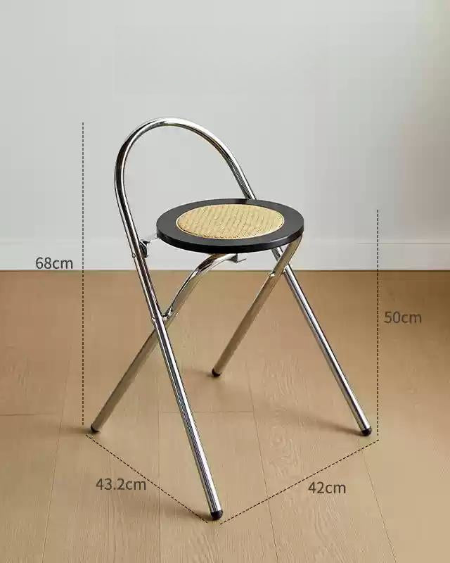 French-Style Rattan Folding Stool